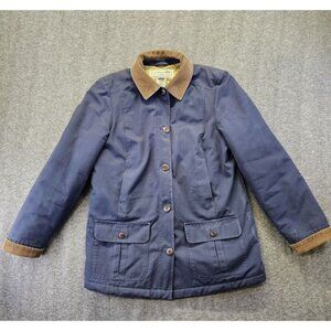 L.L. Bean Navy Blue Barn Chore Coat Medium Corduroy Collar Jacket Thinsulate